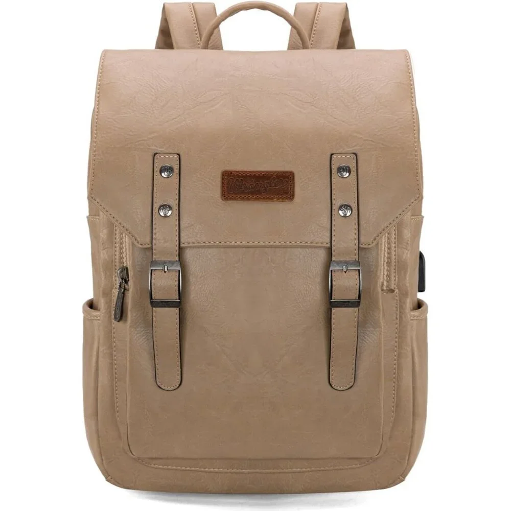 ✨Men Brown Montana West Wrangler Leather Purse Laptop Backpack Fashion Backpack